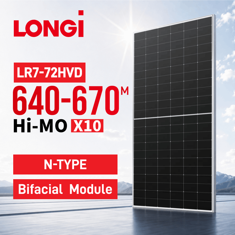 LONGi Hi-MO X10 Bifacial 640-670M LR7-72HVD Solar Panel